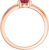 14K Gold Oval Lab-Grown Ruby Half-Bezel Family Stackable Ring - Rose Gold - view 2