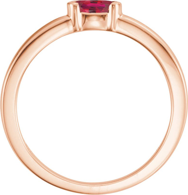14K Gold Oval Natural Ruby Half-Bezel Family Stackable Ring - Rose Gold - view 2