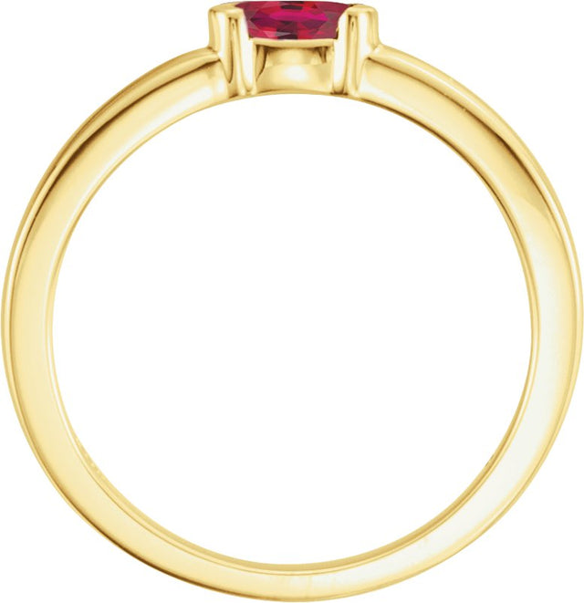 14K Gold Oval Natural Ruby Half-Bezel Family Stackable Ring - Yellow Gold - view 2