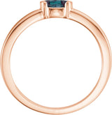 14K Gold Oval Lab-Grown Alexandrite Half-Bezel Family Stackable Ring - Rose Gold - view 2
