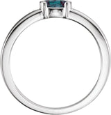 14K Gold Oval Lab-Grown Alexandrite Half-Bezel Family Stackable Ring - White Gold - view 2