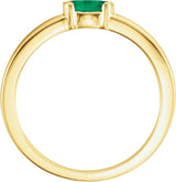 14K Gold Oval Lab-Grown Emerald Half-Bezel Family Stackable Ring - Yellow Gold - view 2