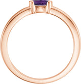 14K Gold Oval Natural Amethyst Half-Bezel Family Stackable Ring - Rose Gold - view 2