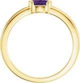 14K Gold Oval Natural Amethyst Half-Bezel Family Stackable Ring - Yellow Gold - view 2