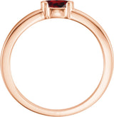 14K Gold Oval Natural Mozambique Garnet Half-Bezel Family Stackable Ring - Rose Gold - view 2