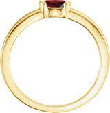 14K Gold Oval Natural Mozambique Garnet Half-Bezel Family Stackable Ring - Yellow Gold - view 2