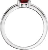 14K Gold Oval Natural Mozambique Garnet Half-Bezel Family Stackable Ring - White Gold - view 2