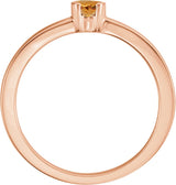 14K Gold Round Natural Citrine Half-Bezel Family Stackable Ring - Rose Gold - view 2