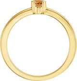 14K Gold Round Natural Citrine Half-Bezel Family Stackable Ring - Yellow Gold - view 2