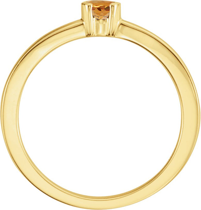 14K Gold Round Natural Citrine Half-Bezel Family Stackable Ring - Yellow Gold - view 2