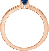 14K Gold Round Lab-Grown Blue Sapphire Half-Bezel Family Stackable Ring - Rose Gold - view 2