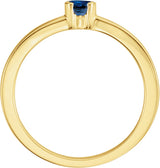 14K Gold Oval Lab-Grown Blue Sapphire Half-Bezel Family Stackable Ring - Yellow Gold - view 2
