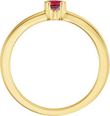 14K Gold Round Lab-Grown Ruby Half-Bezel Family Stackable Ring - Yellow Gold - view 2