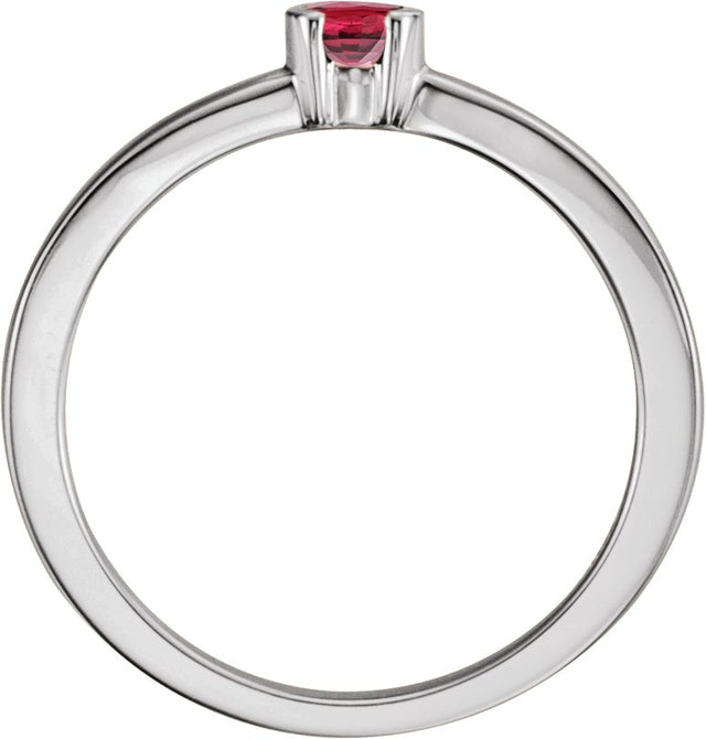 14K Gold Round Lab-Grown Ruby Half-Bezel Family Stackable Ring - White Gold - view 2