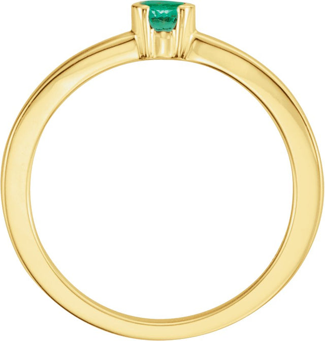14K Gold Round Lab-Grown Emerald Half-Bezel Family Stackable Ring - Yellow Gold - view 2