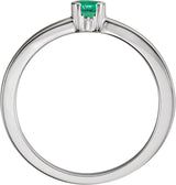 14K Gold Round Lab-Grown Emerald Half-Bezel Family Stackable Ring - White Gold - view 2