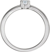 14K Gold Round Natural White Sapphire Half-Bezel Family Stackable Ring - White Gold - view 2