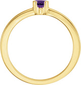 14K Gold Round Natural Amethyst Half-Bezel Family Stackable Ring - Yellow Gold - view 2