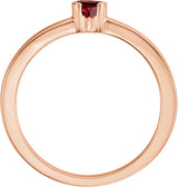 14K Gold Round Natural Mozambique Garnet Half-Bezel Family Stackable Ring - Rose Gold - view 2