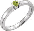 14K Gold Round Natural Peridot Half-Bezel Family Stackable Ring - White Gold
