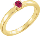 14K Gold Round Natural Ruby Half-Bezel Family Stackable Ring - Yellow Gold