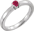 14K Gold Round Natural Ruby Half-Bezel Family Stackable Ring - White Gold