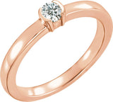 14K Gold Round Natural Diamond Half-Bezel Family Stackable Ring - Rose Gold