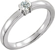 14K Gold Round Natural Diamond Half-Bezel Family Stackable Ring - White Gold