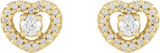 14K Gold Round Natural Diamond Halo-Style Heart Earrings - Rose Gold - view 3