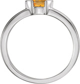 14K Gold Emerald Natural Citrine Half-Bezel Family Stackable Ring - White Gold - view 2