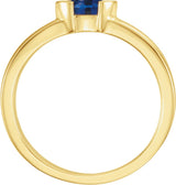 14K Gold Emerald Lab-Grown Blue Sapphire Half-Bezel Family Stackable Ring - Yellow Gold - view 2