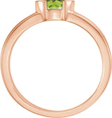 14K Gold Emerald Natural Peridot Half-Bezel Family Stackable Ring - Rose Gold - view 2