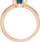 14K Gold Emerald Lab-Grown Alexandrite Half-Bezel Family Stackable Ring - Rose Gold - view 2