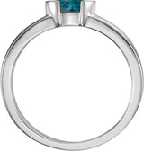 14K Gold Emerald Lab-Grown Alexandrite Half-Bezel Family Stackable Ring - White Gold - view 2