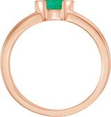 14K Gold Emerald Lab-Grown Emerald Half-Bezel Family Stackable Ring - Rose Gold - view 2