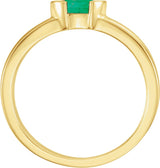 14K Gold Emerald Lab-Grown Emerald Half-Bezel Family Stackable Ring - Yellow Gold - view 2