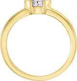 14K Gold Marquise Natural White Sapphire Half-Bezel Family Stackable Ring - Yellow Gold - view 2
