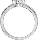 14K Gold Marquise Natural White Sapphire Half-Bezel Family Stackable Ring - White Gold - view 2