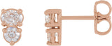 14K Gold Oval Lab-Grown Diamond Two-Stone Earrings - Rose Gold