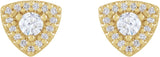 14K Gold Round Natural Diamond Halo-Style Earrings – 3-4.1mm Stones - Yellow Gold - view 2