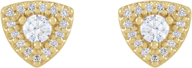 14K Gold Round Natural Diamond Halo-Style Earrings – 3-4.1mm Stones - Yellow Gold - view 2