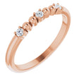 14K Gold Round Natural Diamond Beaded Ring – 2mm Stones - Rose Gold