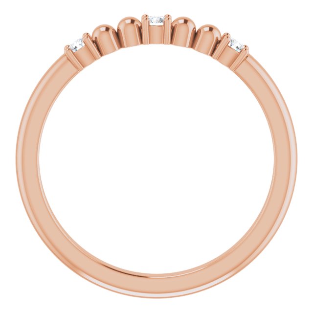 14K Gold Round Natural Diamond Beaded Ring – 2mm Stones - Rose Gold - view 2