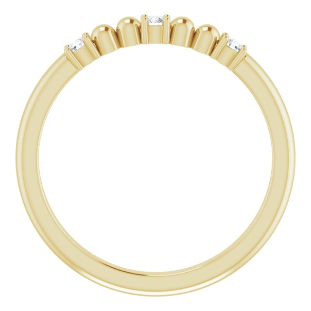14K Gold Round Natural Diamond Beaded Ring – 2mm Stones - Yellow Gold - view 2