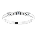 14K Gold Round Natural Diamond Beaded Ring – 2mm Stones - White Gold - view 3