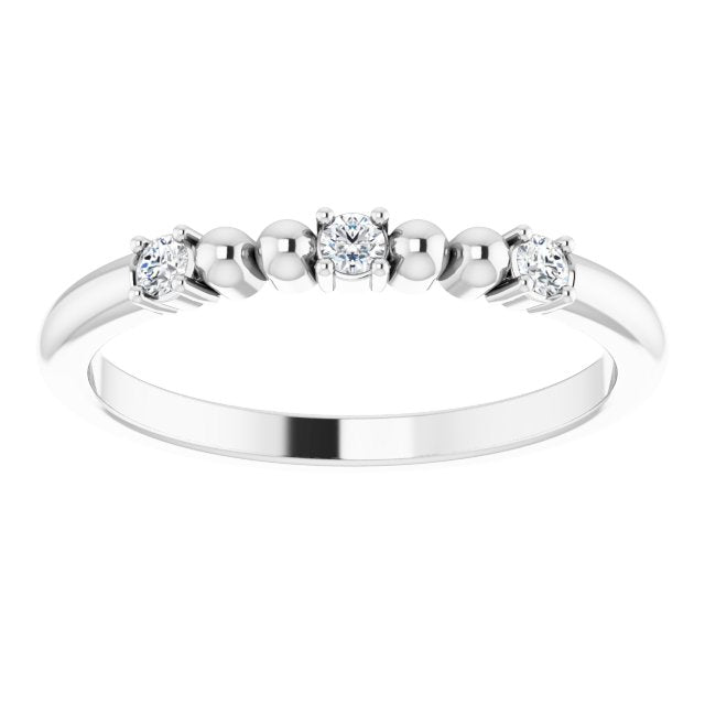 Platinum Round Natural Diamond Beaded Ring – 2mm Stones - view 3