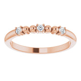 14K Gold Round Natural Diamond Beaded Ring – 2mm Stones - Rose Gold - view 3
