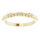 14K Gold Round Natural Diamond Beaded Ring – 2mm Stones - Yellow Gold - view 3