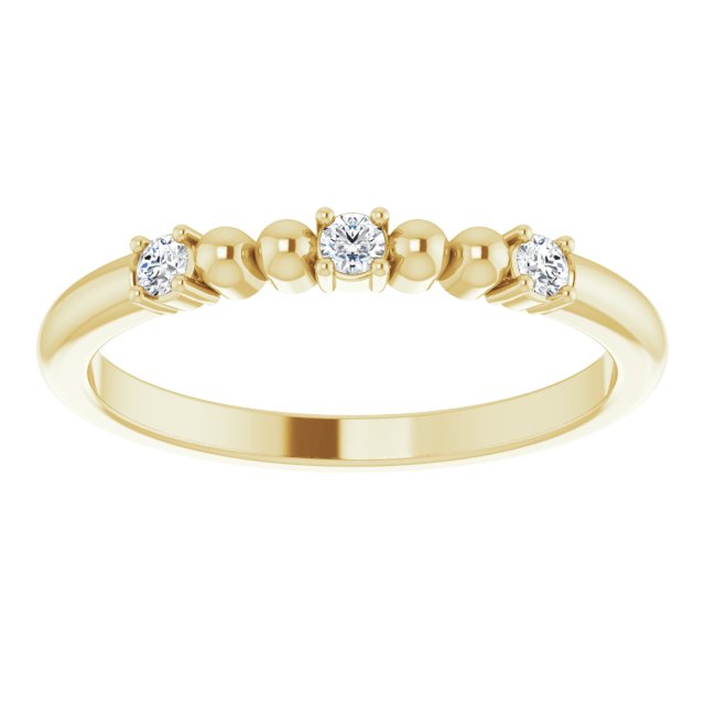 14K Gold Round Natural Diamond Beaded Ring – 2mm Stones - Yellow Gold - view 3