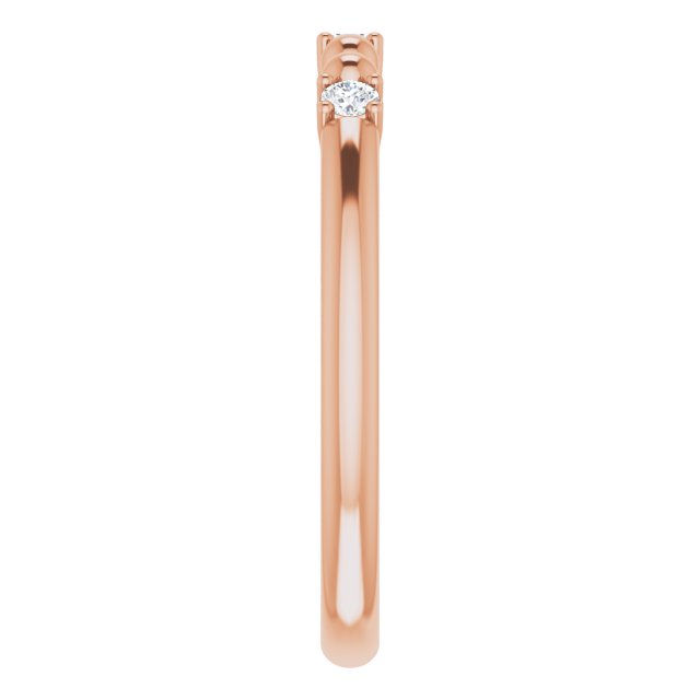 14K Gold Round Natural Diamond Beaded Ring – 2mm Stones - Rose Gold - view 4